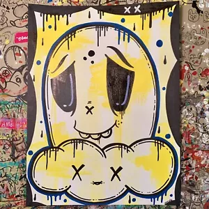 Ghostgrl Graffiti Art ORIGINAL Street Outsider Folk Pop 12x9 Modern PAINTING - Picture 1 of 6
