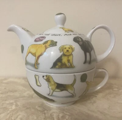 Paul Cardew 3 Pc Teapot & Cup Dog Designed In England 2010 - Image 1 of 4
