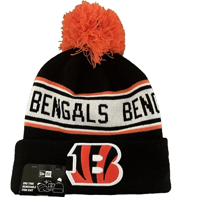 Cincinnati бенгалов вязаный зимняя шляпа Beanie New Era крышка съемный помпон новый с Ярлыками - Изображение 1 из 4