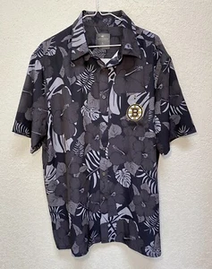 Boston Bruins Colosseum NHL Hockey Hawaiian Black/Gray Button Up Shirt Men’s L - Picture 1 of 11