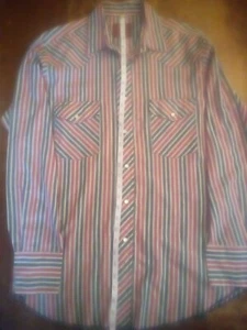 Rustler Western Shirt Mens L X-Long Tails Striped Pearl Snap Long Sleeve  - Picture 1 of 8