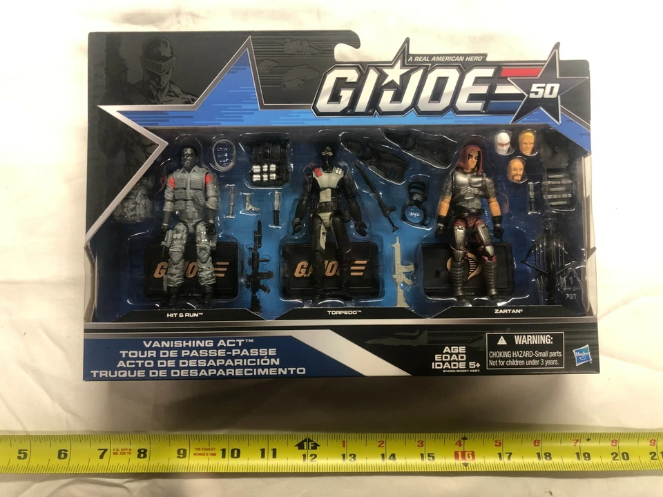 G.I. Joe 50th Anniversary Vanishing Act Action Figure Set Hit & Run Torpedo and Zartan 3.75 Inches