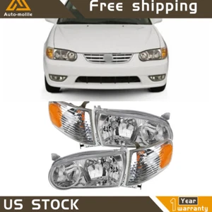 Headlights Headlamp w/Corner Signal Lamp Left+Right For 2001 2002 Toyota Corolla - Picture 1 of 9