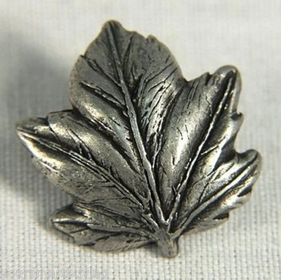 (2) New Pewter MAPLE LEAF Buttons Sweater, Coat 7/8" wide w Shanks Have 22 sets - Image 1 of 3