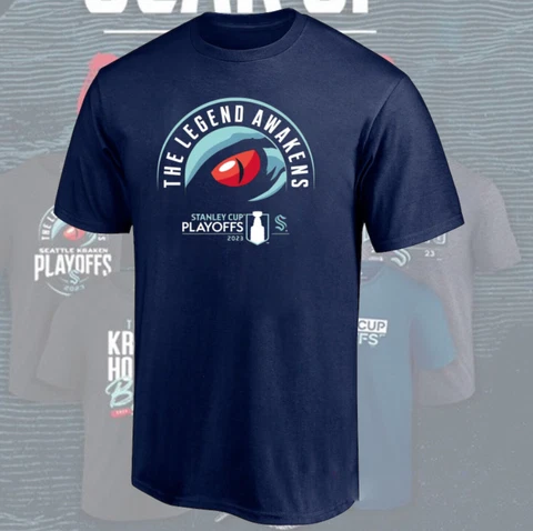 Seattle Kraken The LEGEND Awakens 2023 Stanley Cup Play-offs T Shirt S-3XL Cover