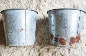 Galvanised Pots x 2 rusted 13cm diameter x 12cm height rusted condition vintage - Picture 1 of 2