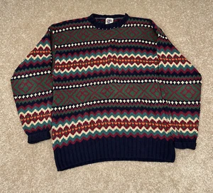 Saks Fifth Avenue Mens Cotton Fair Isle Woven Knit Sweater Multicolor Size L - Picture 1 of 5