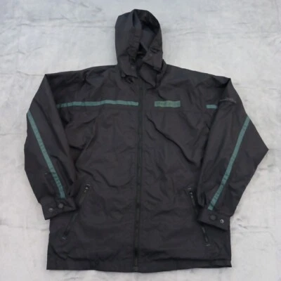 Perry Ellis Portfolio Jacket Mens Medium Black Green Nylon Windbreaker - Image 1 of 4