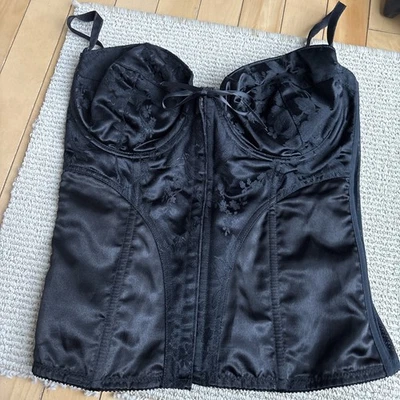 True Vintage Adonna Lace Boned Corset Bustier Top Size 38D Black Sexy - Image 1 of 4