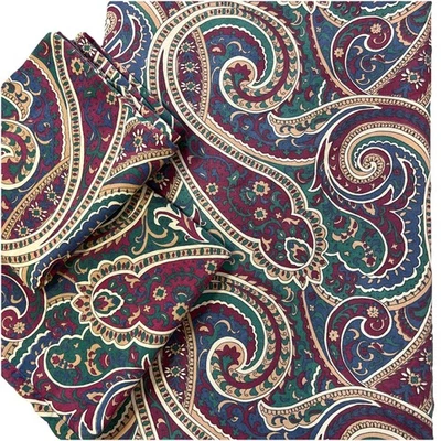 VTG Lit King Size 3PC Dan River Red Green Blue Paisley Flat Sheet, 2 Pillowcases - Image 1 of 4
