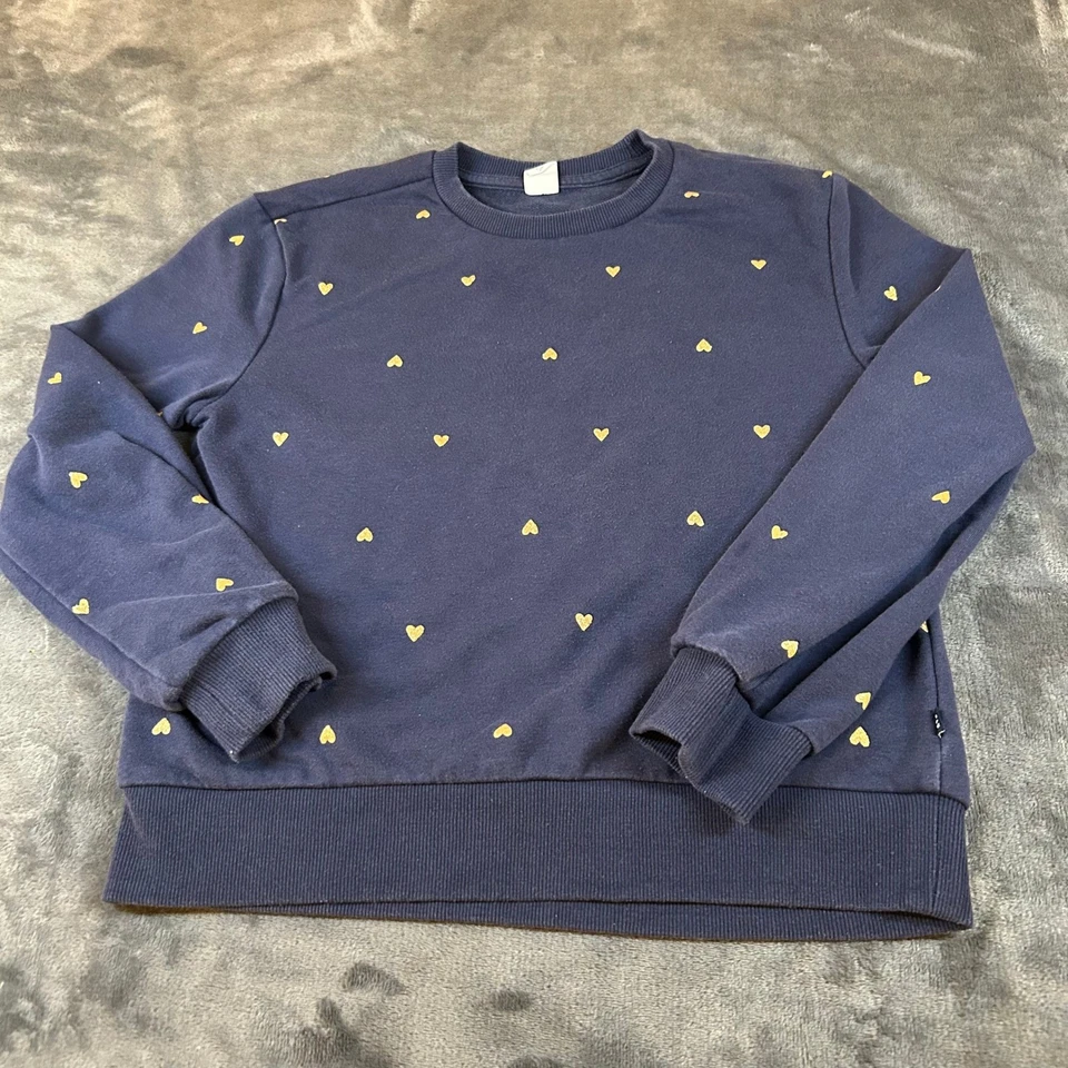 Sudadera Gap Niños Azul Marino Estampado Corazones Dorado Pullover Niñas Grande 10/12 Foto 1 de 4