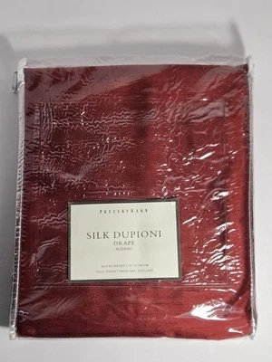 Pottery Barn Silk Dupioni Drape Rideau Pole Pocket 50x63  Wine Red Maroon (ONE) - Image 1 of 4
