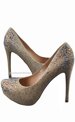 Mujeres Nuevas Talla 10 Pleaser Fabulicious Destiny 06R Nood Glitter 5" Zapatos de tacón de aguja Foto 1 de 4