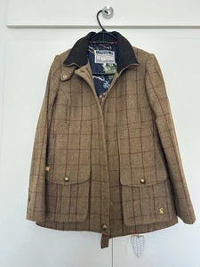 Joules Tweed Field Coat Jacket Check Wool, Size UK 14 - Picture 1 of 2