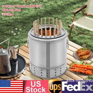 20 Skewers Camping BBQ Grill Portable Barbecue Outdoor Charcoal Barrel Grill - Picture 1 of 15
