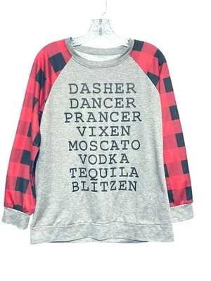 Buffalo Plaid Sleeve Holiday Sweatshirt - Image 1 of 4