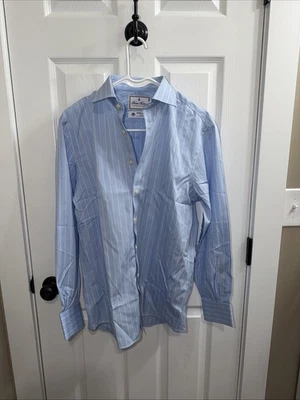 Camisa de vestir Brooks Brothers Thomas Mason 15,5/33 azul a rayas manga larga nueva con etiquetas Foto 1 de 4