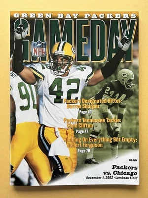 12/1/2002 Chicago Bear @ Green Bay Packer Recuerdo Oficial Gameday (EX) Programa Foto 1 de 4