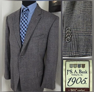 Jos A Bank 1905 Tweed Blazer 50R Men's Wool Sport Coat 2 Button Checked Jacket - Picture 1 of 18
