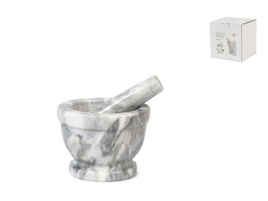 White Marble Mortar With Pestle 14 Cm, Diamond - Picture 1 of 6