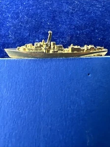 Vintage U. S. N. War Ship Pinback Gold Toned - Picture 1 of 8