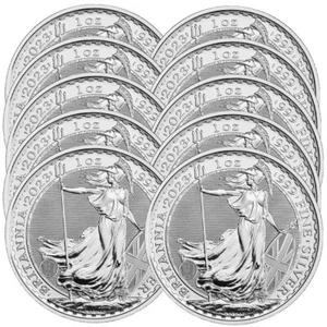 Lot of 10 - 2023 U.K. 2 Pound Silver Britannia .999 1 oz BU - Picture 1 of 3