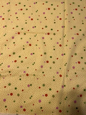 Waverly Screen Print Duck Cloth Yellow  67” X 54” Deco Dots Lauren Hancock USA - Image 1 of 4