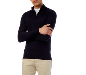 Top Jersey REISS Blackhaller Media Cremallera Mezcla Lana en Azul Marino Talla XL - Imagen 1 de 5