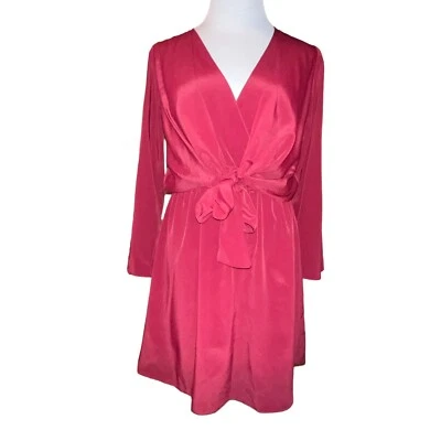 TOPSHOP MINI VESTIDO ROJO CUELLO EN V CORBATA FRONTAL CRUZADO MANGA LARGA MUJER TALLA 4 Foto 1 de 4