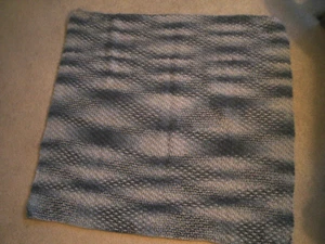 Handmade Knit Colonial Blue Baby Blanket 33 X 29 1/2 Inches - Picture 1 of 3