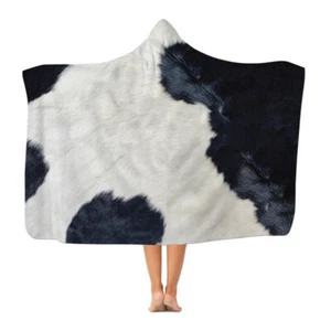 Cow Print - Hooded Blanket - Picture 1 of 2