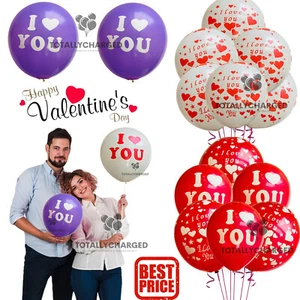 I Love You PRINTED Balloon Heart Shape Wedding Valentines Helium Balloon - Picture 1 of 18