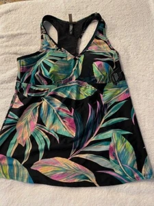 Tankini Torrid Inalámbrico Racerback Hojas de Verano Negro Talla 0 Nuevo con Etiquetas - Imagen 1 de 2