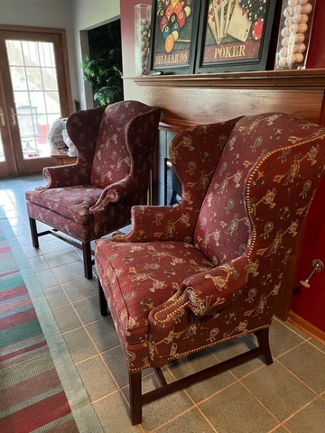 Pair of Hancock and Moore Golf Wingback chairs Cover