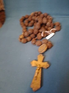 Très Grand Chapelet Souvenir de Pèlerinage de Lourdes en Bois Sculpté/CROIX/N°6 - Picture 1 of 5