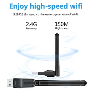 WIFI WLAN USB Adapter 150Mbit Stick 2dBi Wireless Drahtlos Dongle Antenne Black - Bild 1 von 10