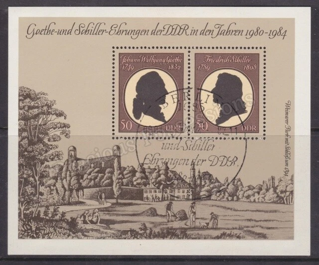 GERMANY DDR SG MSE2390 USED CTO STAMP SHEET 1982 GOETHE & SCHILLER FAMOUS PEOPLE - Image 1 of 1