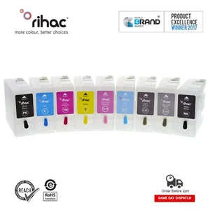 9 Rihac Refillable cartridges for Epson Stylus 3880 T5801 T5809 Cartridge VLM/VM - Picture 1 of 4