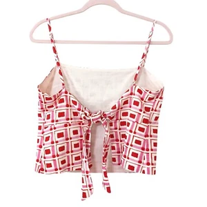 Top Zara Mujer Grande Mezcla de Lino Corbata Trasera Rojo Rosa Correas de Espagueti Nuevo con Etiquetas - Imagen 1 de 10