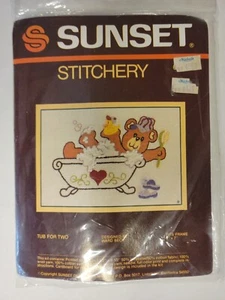 Vintage Sunset Stitchery 5x7 Tub For Two Embroidery Kit New - Picture 1 of 2