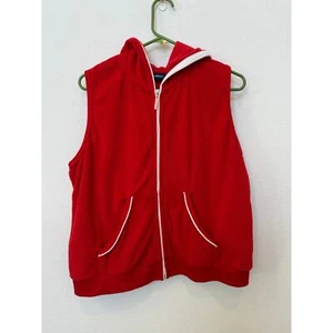 Vintage Red Catalina Hooded Terry Cloth Vest Zip Up Large - Picture 1 of 5