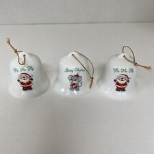 Christmas Bells Russ Berrie Ornaments Vintage Santa Claus Mouse Set of 3