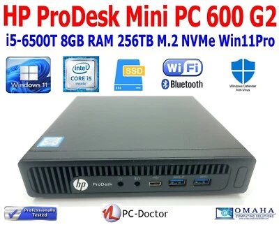 HP PRODESK 600 G2 i5-6500T 2.50GHz 8GB RAM 256GB SSD WIFI/BT MINI PC WIN 11 PRO - Image 1 of 4