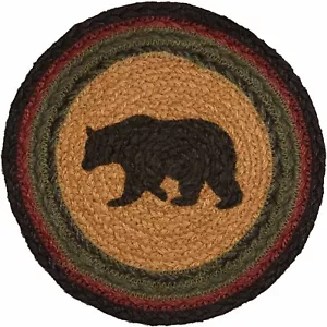 Trivet de yute de oso plantillas Wyatt 8" redondo 100 % algodón cabina rústica marcas VHC - Imagen 1 de 4