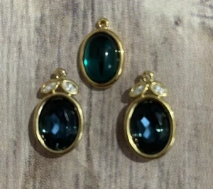 Nolan Miller Set Of 3 Oval Blue Green Charms Pendent - Picture 1 of 5