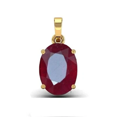 Lab Creted 925 Sterling Silver Goldplated Red Ruby Gemstone 5.50 Carat - Image 1 of 3