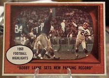 Bobby Layne 1961 Topps Football IN ACTION Passing Record Card 113 Steelers Lions