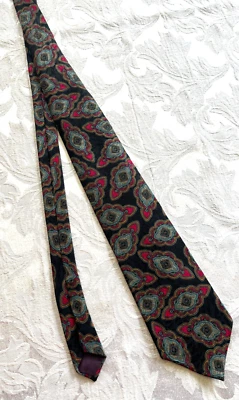 Corbata de seda Guy Laroche Paris Monsieur - negra rosa turquesa dorada 58" - 3 3/4" Foto 1 de 4