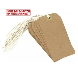 Etichette con cravatta grande contea per bagaglio/carta di deposito con stringa carta marrone - confezione da 10 - Foto 1 di 6