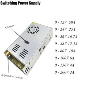 Metal Power Supply Adapter Switching Adjustable Voltage Digital Display 12-220V- - Picture 1 of 6